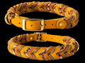 Handgefertigtes Lederhalsband – Senfgelb & Gold