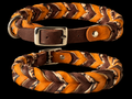 Handgefertigtes Lederhalsband – Braun & Orange im Flechtlook