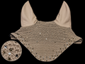 Elegante Fliegenhaube in Beige mit funkelnden Kristallsteinen ✨