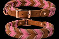 Handgefertigtes Lederhalsband – Rosa & Braun