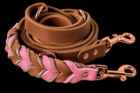 Handgefertigte Lederleine – Rosa & Braun