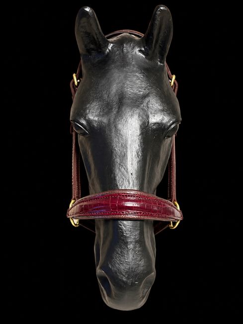 Elegantes Lederhalfter mit funkelnden Schmucksteinen