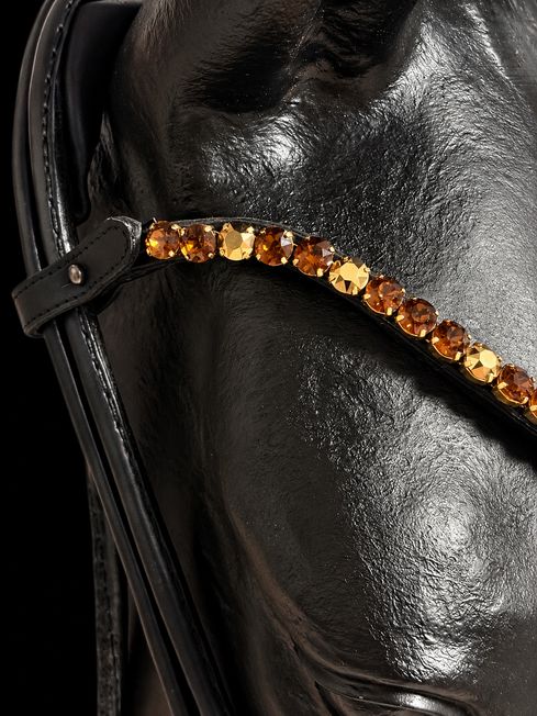 Exklusive handgefertigte Trense – Black & Gold ✨