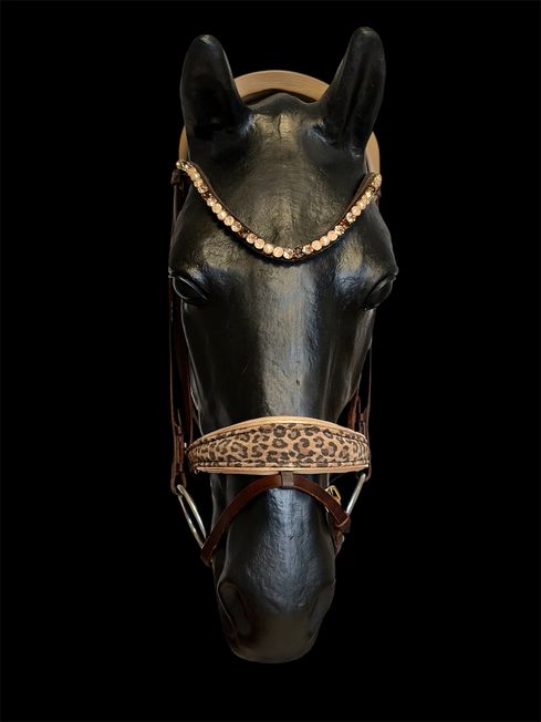 🐆 Elegante Trense mit Leo-Leder am Nasenriemen