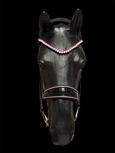 🖤🐴 Handgefertigte Kroko-Trense mit rosa Akzenten